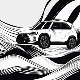 Abstract car waves ink. Dynamic energy of driving motion.  minimalist black white tattoo style