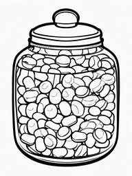 Food Coloring Pages - Colorful candy jar filled with jelly beans  simple coloring pages