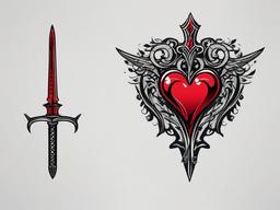 sword heart tattoo  simple vector color tattoo