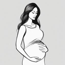 sketch of a pregnant woman  minimal rough sketch scribbles,doodles,black and white