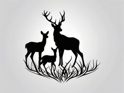 Deer Family Silhouette - Symbolize family bonds with a tattoo featuring silhouettes of a deer family.  outline color tattoo,minimal,white background