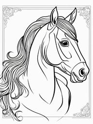 Horse with a Bridle Coloring Pages - Beautiful Horse Prepared for Riding  minimal black outline printable sheet, coloring page