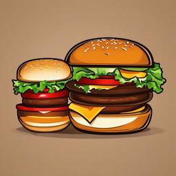 Hamburger clipart - double cheeseburger with a side of onion rings  color,minimalist,vector clipart