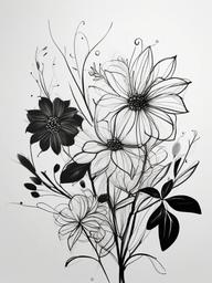 sketch drawing of flower  minimal rough sketch scribbles,doodles,black and white