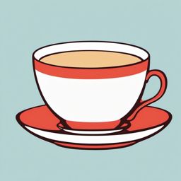 Dainty Teacup and Matching Saucer Clipart - Dainty teacup placed on a matching saucer.  color clipart, minimalist, vector art, 