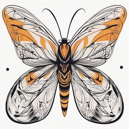 Abstract Moth Tattoo - Showcase creativity and artistic flair with a tattoo featuring an abstract interpretation of a moth.  simple vector color tattoo, minimal, white background