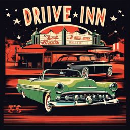 1950s Drive-In Movie , vintage t shirt vector art