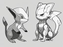 sketch of pokemon characters  minimal rough sketch scribbles,doodles,black and white