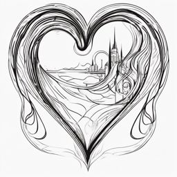 Tattoo heart outline, Essence of a heart captured in a simple outline, narrating the story of love. , tattoo color art, clean white background