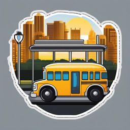 Bus Stop and Bus Emoji Sticker - City transit adventure, , sticker vector art, minimalist design