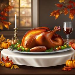 Turkey clipart - turkey on a Thanksgiving table  