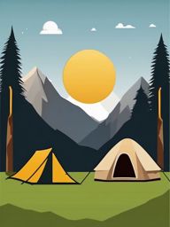 Mountain and Tent Emoji Sticker - Camping in mountainous terrain, , sticker vector art, minimalist design