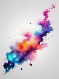 Nebula Tattoo - A vibrant nebula tattoo creating new stars  few color tattoo design, simple line art, design clean white background