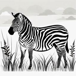 Zebra clipart - Striped herbivore roaming the grasslands, ,vector color clipart,minimal