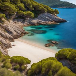 elba island's hidden beaches - sketch the hidden beaches of elba island, with pristine shores and clear mediterranean waters. 