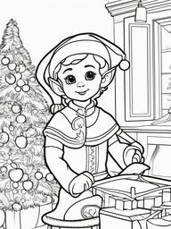 Elf On Shelf Coloring  outling,coloring pages,black and whit