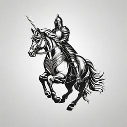 Armored Horse Tattoo - Showcase the strength and resilience of horses with an armored horse tattoo, combining medieval imagery with the power of these majestic animals.  simple tattoo,minimalist,white background