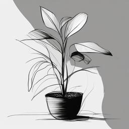 sketch of a plant  minimal rough sketch scribbles,doodles,black and white