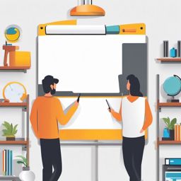 Whiteboard Sticker - Brainstorming and sharing ideas on the versatile whiteboard, , sticker vector art, minimalist design