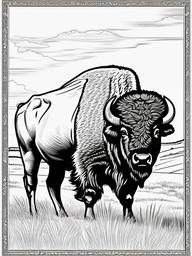 Bison Coloring Pages - Massive Grazing Beast of the Plains  black outline printable coloring page