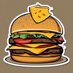 Cheeseburger Sticker - Indulge in a classic cheeseburger, with a perfectly grilled patty and gooey melted cheese, , sticker vector art, minimalist design