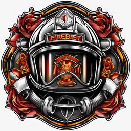 firefighter helmet tattoo  simple color tattoo,white background