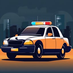 Police Car Clipart - A police car with flashing lights.  color vector clipart, minimal style
