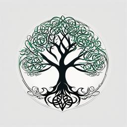 celtic tree tattoos  simple color tattoo,minimal,white background