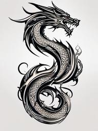 Dragon Tattoo Medieval - Dragon tattoos with a medieval or fantasy-inspired aesthetic.  simple color tattoo,minimalist,white background