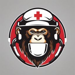 Medic Monkeys  minimalist design, white background, professional color logo vector art