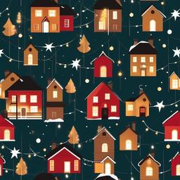 December clipart - Christmas lights twinkling on a house  color,minimalist,vector clipart