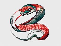 japanese snake design  simple color tattoo,white background,minimal