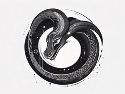 Mamba with cosmic elements ink. Celestial serpent connection.  minimalist black white tattoo style