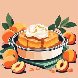 Peach Cobbler Clipart - A serving of warm and sweet peach cobbler.  color vector clipart, minimal style