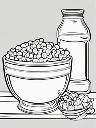 Food Coloring Pages - Bowl of cereal with milk and fruit  simple coloring pages