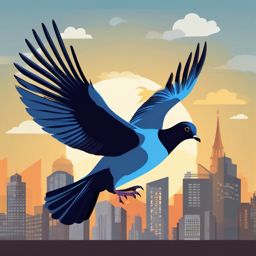 Pigeon clipart - Common city bird in mid-flight, ,color clipart vector style