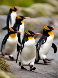 macaroni penguins marching 