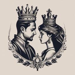 Chess King and Queen Tattoo - Strategize your love with chess-themed ink.  minimalist color tattoo, vector