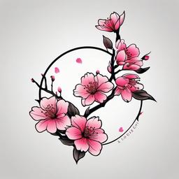 cherry blossom name tattoo  simple vector color tattoo