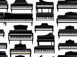 Piano Sticker - Elegant piano keys illustration, ,vector color sticker art,minimal