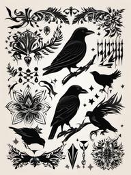 nordic crow tattoo  simple vector color tattoo