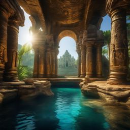 Lost city of Atlantis revealed in 64K resolution and HDR brilliance photograph, portrait style, front facing,centered, highly detailed face, depth of field, extremely detailed, Nikon D850, award winning photography