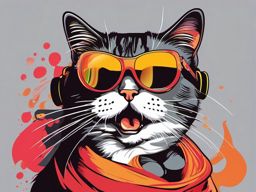 Funny Cat - Prepare for giggles and guffaws with this cat's slapstick routines and infectious humor. , vector art, splash art, t shirt design