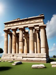 enigmatic paestum ruins - create an artwork that captures the enigma of paestum's ancient greek temples, shrouded in history. 