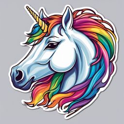Rainbow Unicorn sticker- Magical Mane Whimsy, , color sticker vector art