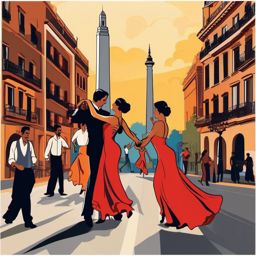 Buenos Aires clipart - Obelisco and Tango dancers in Argentina,  color vector clipart