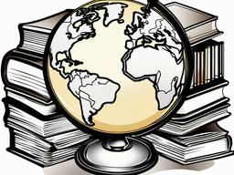 Globe clipart - globe surrounded by books  clipart