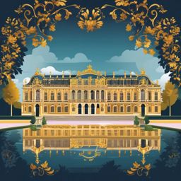 The Palace of Versailles clipart - Opulent royal château in France, ,color clipart vector style