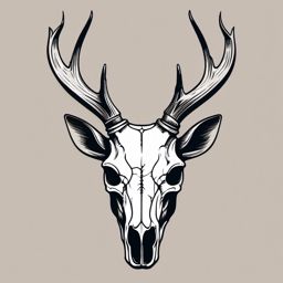 Clean lines sketch a deer skull, understated and timeless.  simple color tattoo style