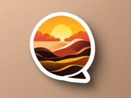 Sunset over Rolling Hills Emoji Sticker - Golden glow over undulating landscapes, , sticker vector art, minimalist design